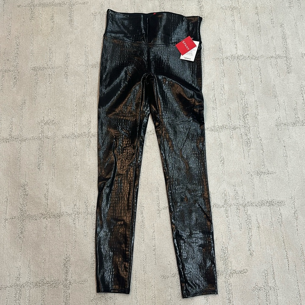 Spanx leather brown cheetah leggings in medium